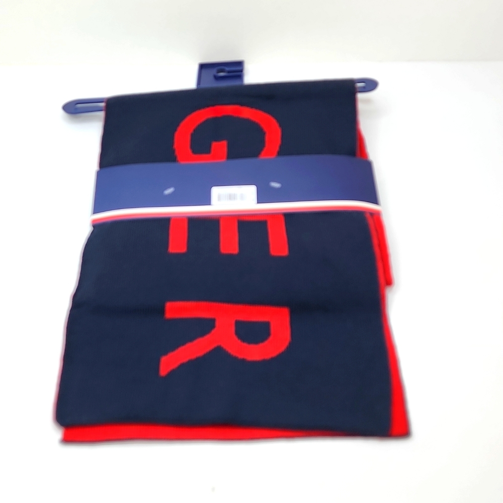 TOMMY HILFIGER HAT & SCARF, NAVY BLUE & RED - Picture 4 of 8